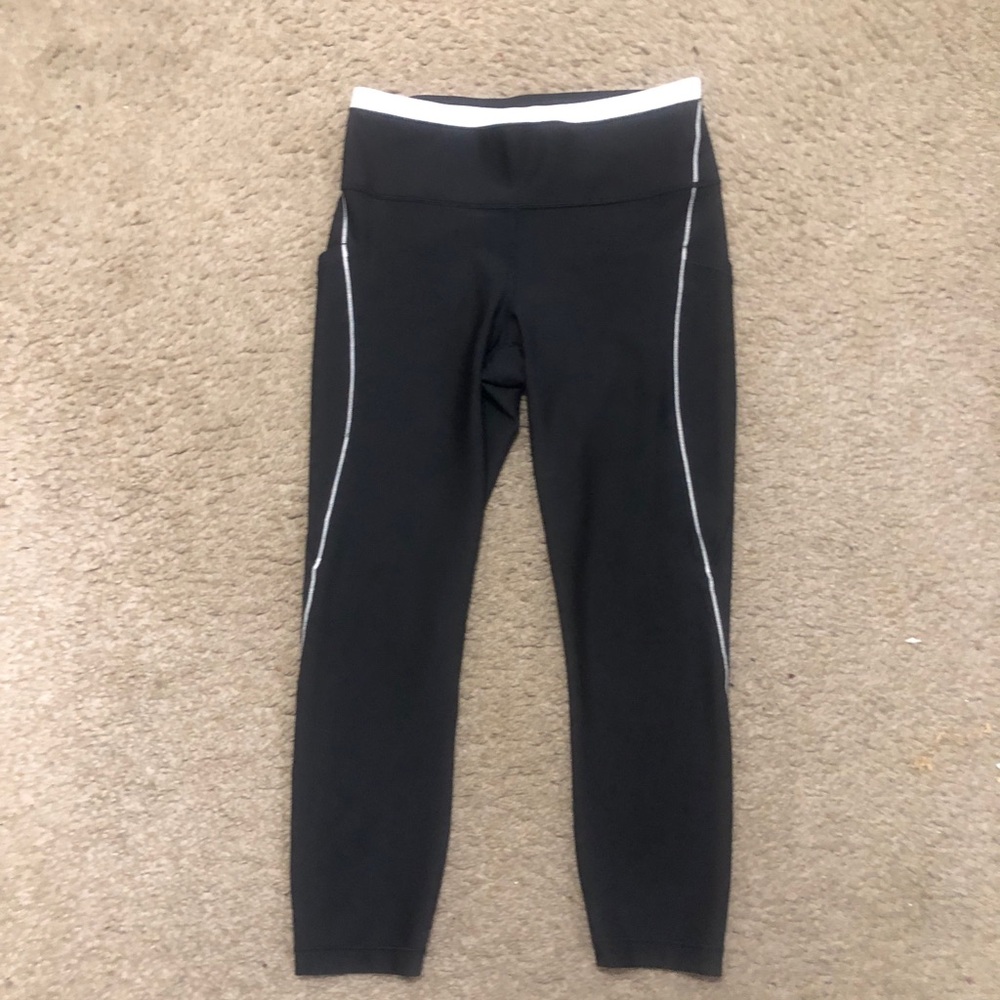 Athleta Black Leggings with White Trim Size M